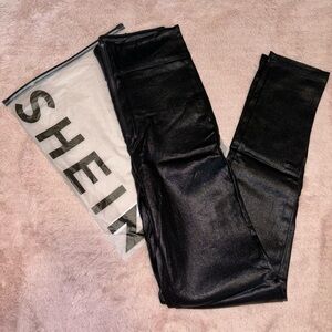 SHEIN Black Faux Leather Leggings